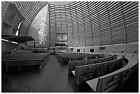 Oakland Cathedral interior, designed by Craig Hartman. Oakland, California, USA ( black and white)