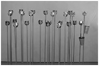 Modern candle holders, Christ the Light Cathedral. Oakland, California, USA (black and white)