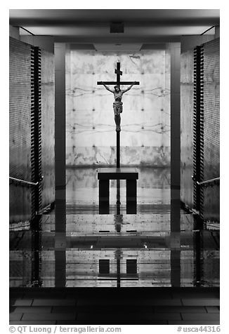 Crypt interior, The Cathedral of Christ the Light. Oakland, California, USA (black and white)