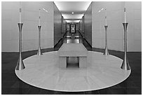 Altar in the mausoleum, Oakland Cathedral. Oakland, California, USA ( black and white)