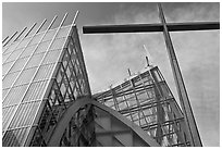 Looking up cross, Christ the Light Cathedral. Oakland, California, USA ( black and white)