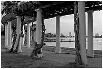 Colonade at dusk, Lake Meritt. Oakland, California, USA (black and white)