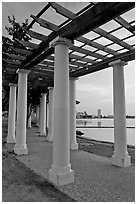 Colonade on Lake Meritt shore. Oakland, California, USA ( black and white)