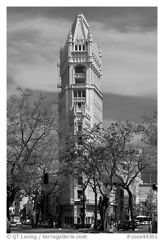 Cathedral building 1615 Broadway. Oakland, California, USA (black and white)