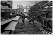 City center shopping mall, downtown. Oakland, California, USA (black and white)