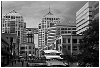 City center mall and Federal building. Oakland, California, USA (black and white)