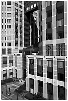 Base of Federal towers. Oakland, California, USA ( black and white)