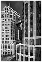 Twin Federal towers. Oakland, California, USA ( black and white)