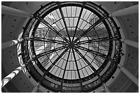 Looking up dome of atrium, Federal building. Oakland, California, USA ( black and white)