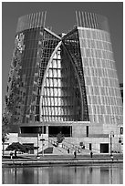Cathedral of Christ the Light on Lake Merritt shores. Oakland, California, USA ( black and white)