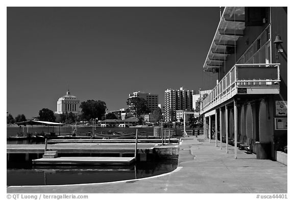 Marina, Lake Merritt. Oakland, California, USA (black and white)