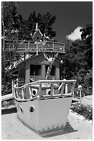 Boat, Children Fairyland. Oakland, California, USA (black and white)