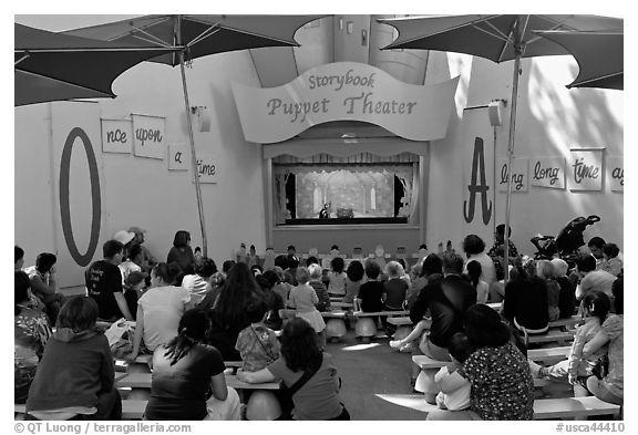 Storybook Puppet theater, Fairyland. Oakland, California, USA (black and white)