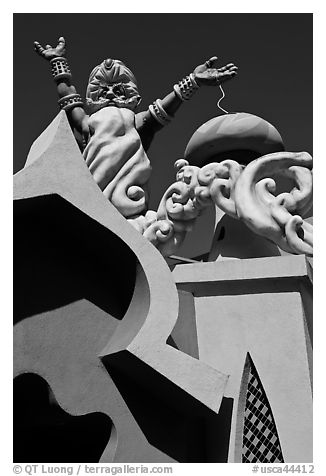 Multicolored architectural details, Fairyland. Oakland, California, USA (black and white)