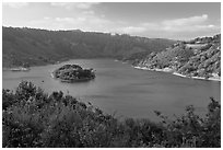 Lake Chabot reservoir, late afternoon. Oakland, California, USA (black and white)