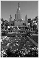 Oakland Mormon temple and grounds. Oakland, California, USA (black and white)