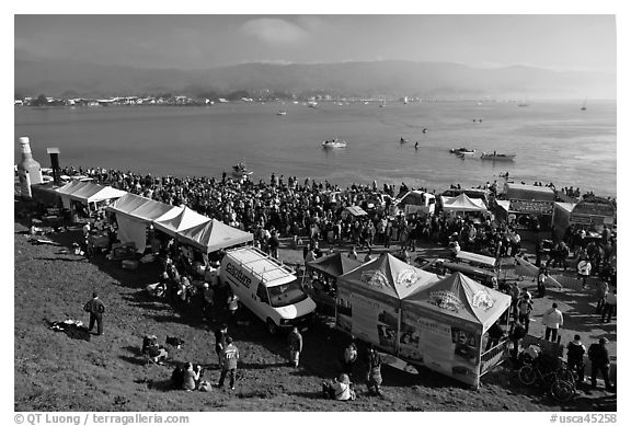 Pilar point during maverics surfing contest. Half Moon Bay, California, USA