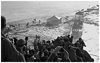 Pilar point washed out by rogue wave. Half Moon Bay, California, USA ( black and white)