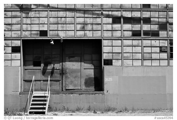 Warehouse and loading dock doors. Berkeley, California, USA (black and white)