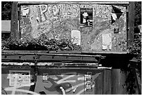 Billboard with Peoples Park name. Berkeley, California, USA ( black and white)