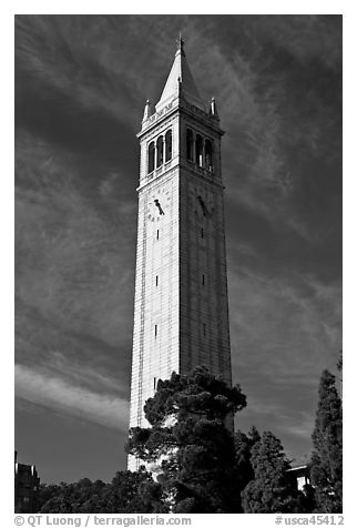 Campanile Tower, University of California at Berkeley. Berkeley, California, USA (black and white)