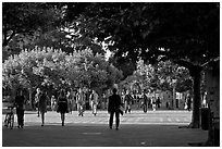 Students walking on Sproul Plazza. Berkeley, California, USA (black and white)