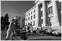 Students practising drums. Berkeley, California, USA (black and white)