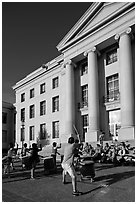Drummers in front of Sproul Hall. Berkeley, California, USA (black and white)