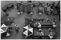 Bar tables from above. Berkeley, California, USA (black and white)