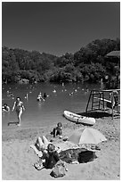 Sand beach, Anza Lake. Berkeley, California, USA (black and white)