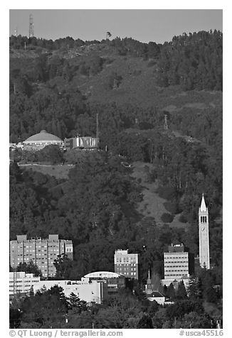 University of California and hills. Berkeley, California, USA (black and white)