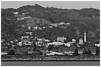 Berkeley hills seen from the Bay. Berkeley, California, USA ( black and white)