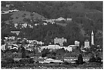 Buildings and hills in spring. Berkeley, California, USA (black and white)