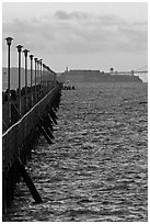 Berkeley Pier and Alcatraz at sunset. Berkeley, California, USA (black and white)