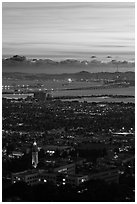University of California and San Francisco Bay at sunset. Berkeley, California, USA ( black and white)
