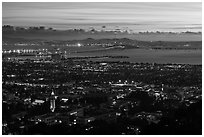 University and city at sunset. Berkeley, California, USA (black and white)