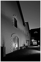 Winery at night, Hess Collection. Napa Valley, California, USA (black and white)