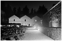 Winery courtyard, Hess Collection. Napa Valley, California, USA ( black and white)