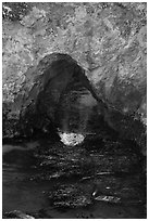 Sea arch and reflection. Point Lobos State Preserve, California, USA (black and white)