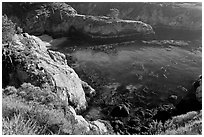 Rocks, water, and kelp, China Cove. Point Lobos State Preserve, California, USA (black and white)