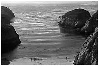 China Cove with people from above. Point Lobos State Preserve, California, USA (black and white)