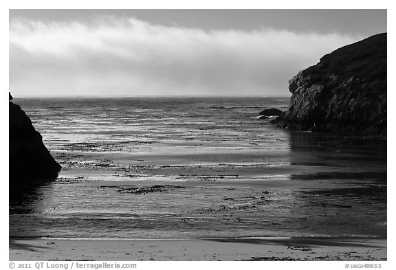 Marine layer offshore China Cove. Point Lobos State Preserve, California, USA (black and white)