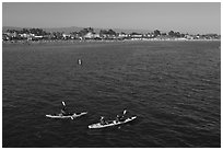 Sea kayakers. Santa Cruz, California, USA (black and white)
