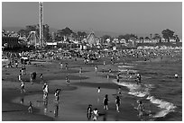 Beach on summer day. Santa Cruz, California, USA (black and white)