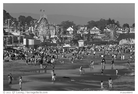 Popular beach in summer. Santa Cruz, California, USA