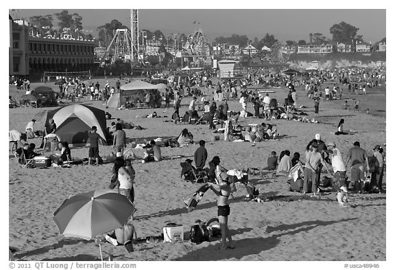 Beach scene in summer. Santa Cruz, California, USA