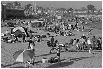 Beach scene in summer. Santa Cruz, California, USA (black and white)