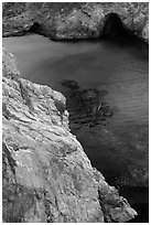 Green waters of China Cove. Point Lobos State Preserve, California, USA ( black and white)