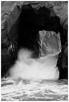 Wave flowing through Pfeiffer Beach. Big Sur, California, USA ( black and white)