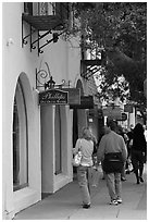 Shopping on Ocean Avenue. Carmel-by-the-Sea, California, USA ( black and white)
